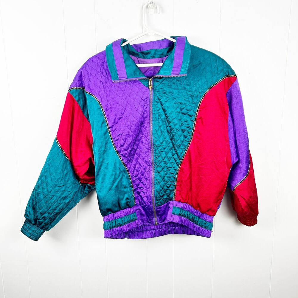 VTG Lavon by Cheerful Corp 80s/90s Colorblock Quilted Windbreaker Small